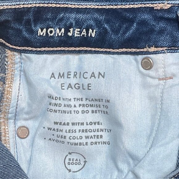 AMERICAN EAGLE Strigid High-Rise Distressed Mom Jeans with Floral Embroidery - Picture 11 of 13